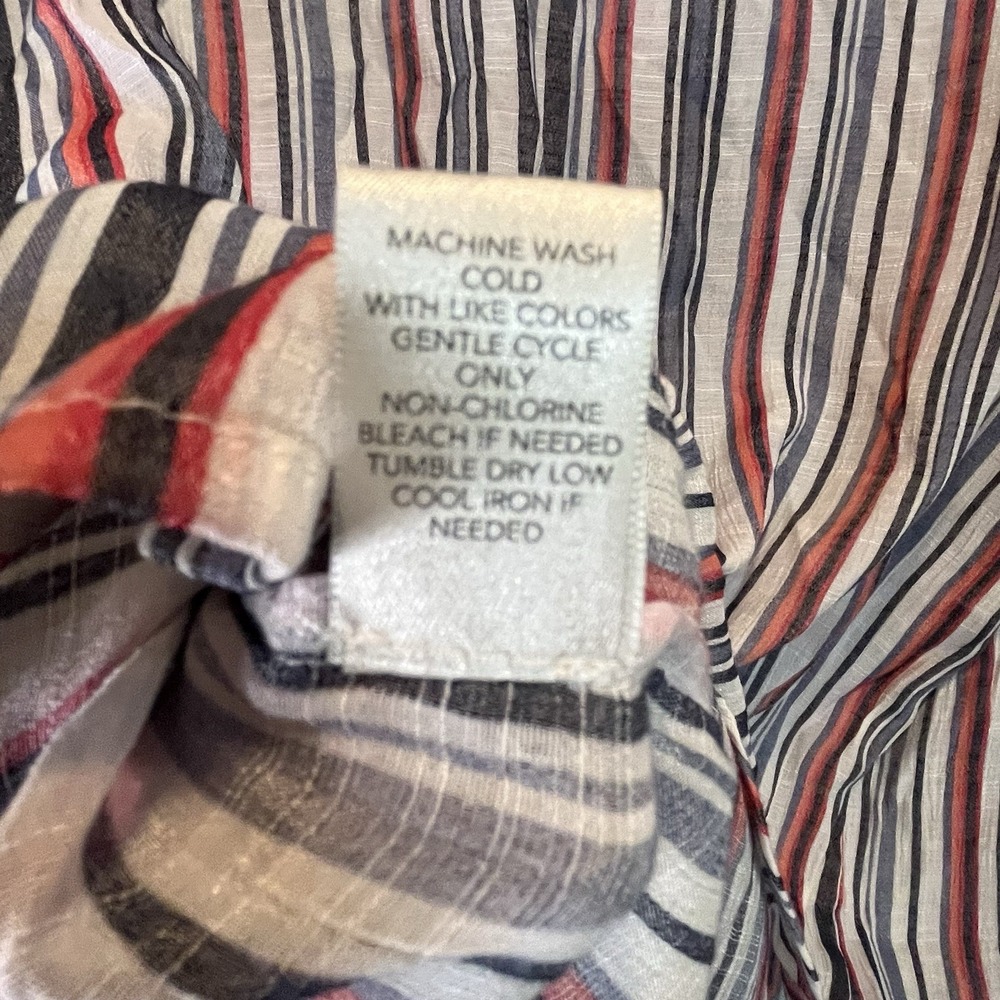 Women's CJ‎ Banks red-white-blue Striped 3/4 Sleeve Veck Button Tunic Top 1X - Picture 6 of 6